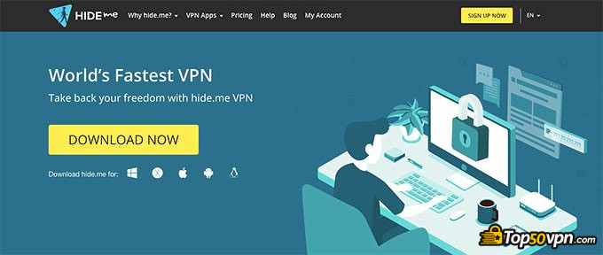 Avis Hide.me VPN : page d'accueil