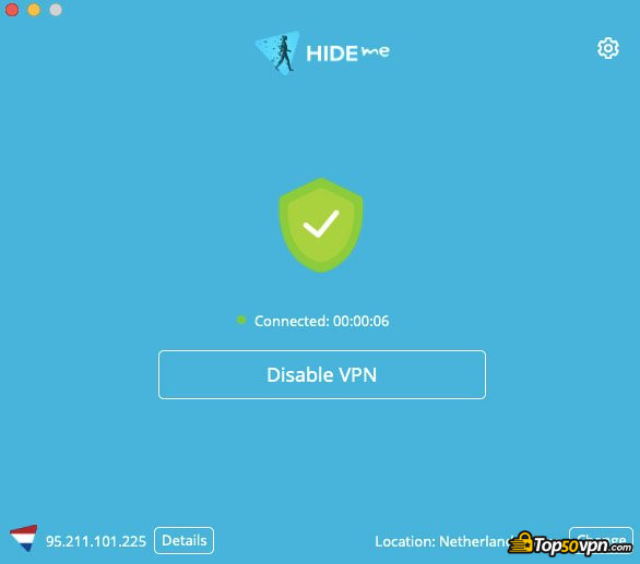 Avis Hide.me VPN : interface