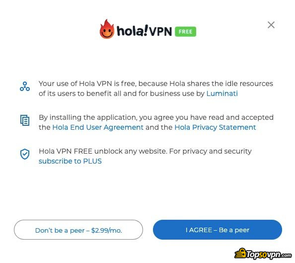 Avis Hola VPN: conditions de service.