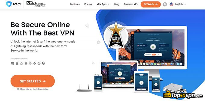 Avis Ivacy VPN: page d'accueil