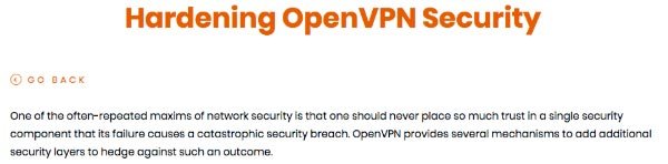 Avis OpenVPN: sécurité.