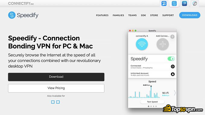 Avis Speedify VPN : première page.