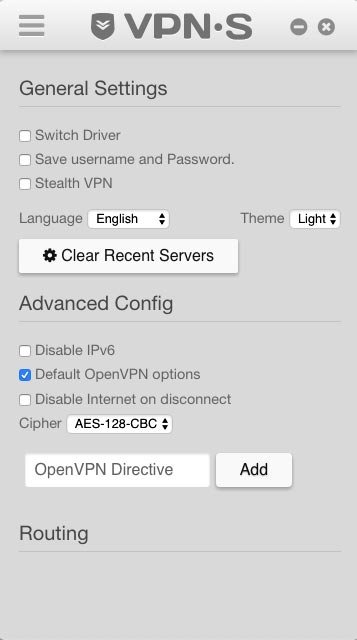 Avis VPNSecure: interface 2.0.